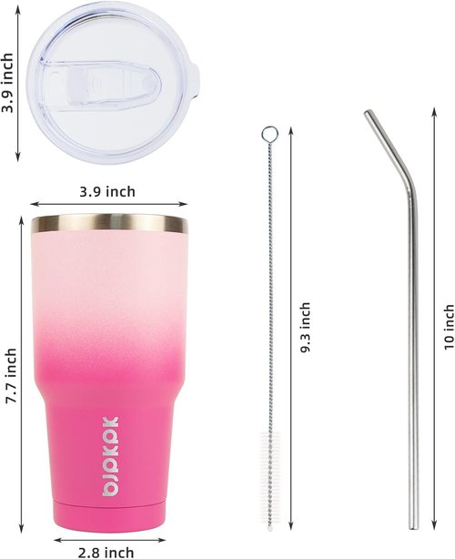 BJPKPK 30 Oz Travel Coffee Mug - Insulated Tumbler With Lid & Straw | Cherry Blossom Design