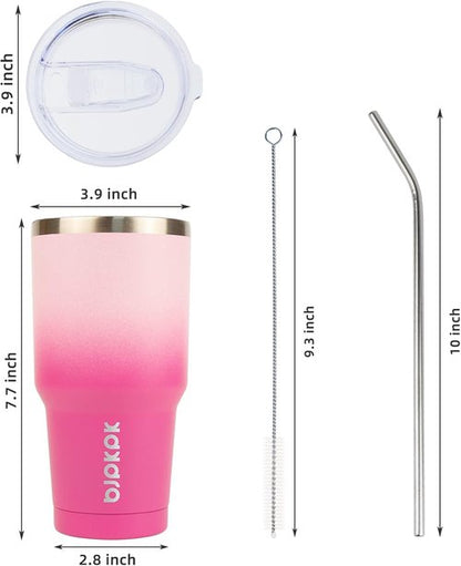 BJPKPK 30 Oz Travel Coffee Mug - Insulated Tumbler With Lid & Straw | Cherry Blossom Design