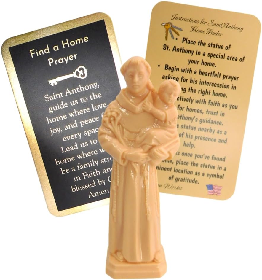 Westmon Works St. Anthony Home Finder Statue - Prayer Card Kit for Home Finding | Made in the USA