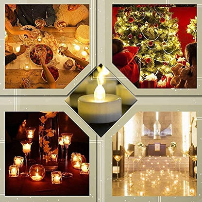 Flameless Tea Lights Battery Operated Candles Warm White 24 Pack - Safe & Long Lasting