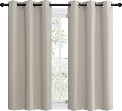 NICETOWN Kitchen Curtains - Thermal Insulated Grommet Room Darkening Draperies | Natural, 2 Panels (W42 x L48)