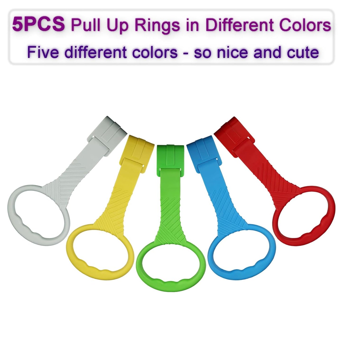 Playpen Baby Pull Up Rings by 5PCS - Premium Ergonomic Handles for Infants & Toddlers - 5 Color Options