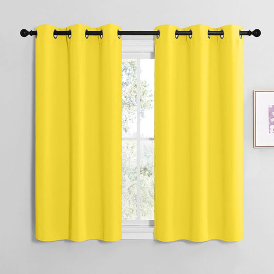 NICETOWN Bright Yellow Room Darkening Curtains for Kitchen, Window Treatment Thermal Insulated Solid Grommet Room Darkening Curtains/Drapes for Bedroom (Set of 2, 42 inches Wide by 48 inches Long)