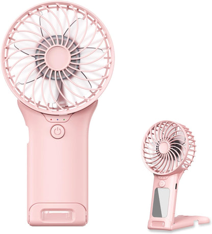Skiennix Portable Mini Fan - USB Rechargeable Handheld Cooling Device | 4-Speed, Compact Design, Pink