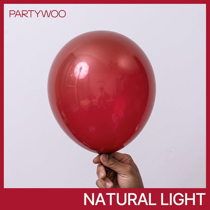 PartyWoo Burgundy Balloons - 100 Pcs in Various Sizes for Stunning Balloon Arch Decor | Dark Chestnut Red