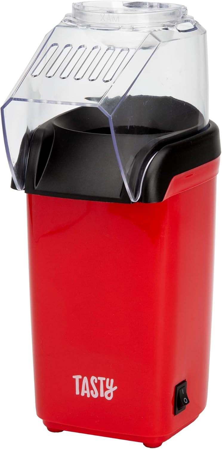 Tasty Hot Air Popcorn Popper - Healthy, Quick Popcorn Maker with Measuring Cup & Butter Warmer | 8 Cups, Red