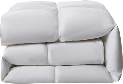 Serta Goose Feather Down Comforter - Hotel Luxury Hypoallergenic Twin Size Duvet Insert | 100% Cotton, 68 x 90 Inch, White