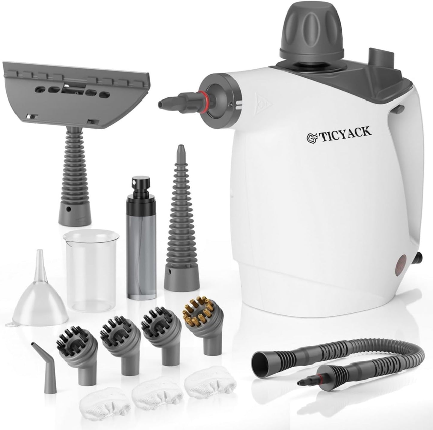 TICYACK Handheld Steam Cleaner - 16 PCS Accessories & Safety Lock - 500ML Capacity for Multi-Surface Deep Cleaning