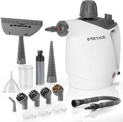 TICYACK Handheld Steam Cleaner - 16 PCS Accessories & Safety Lock - 500ML Capacity for Multi-Surface Deep Cleaning