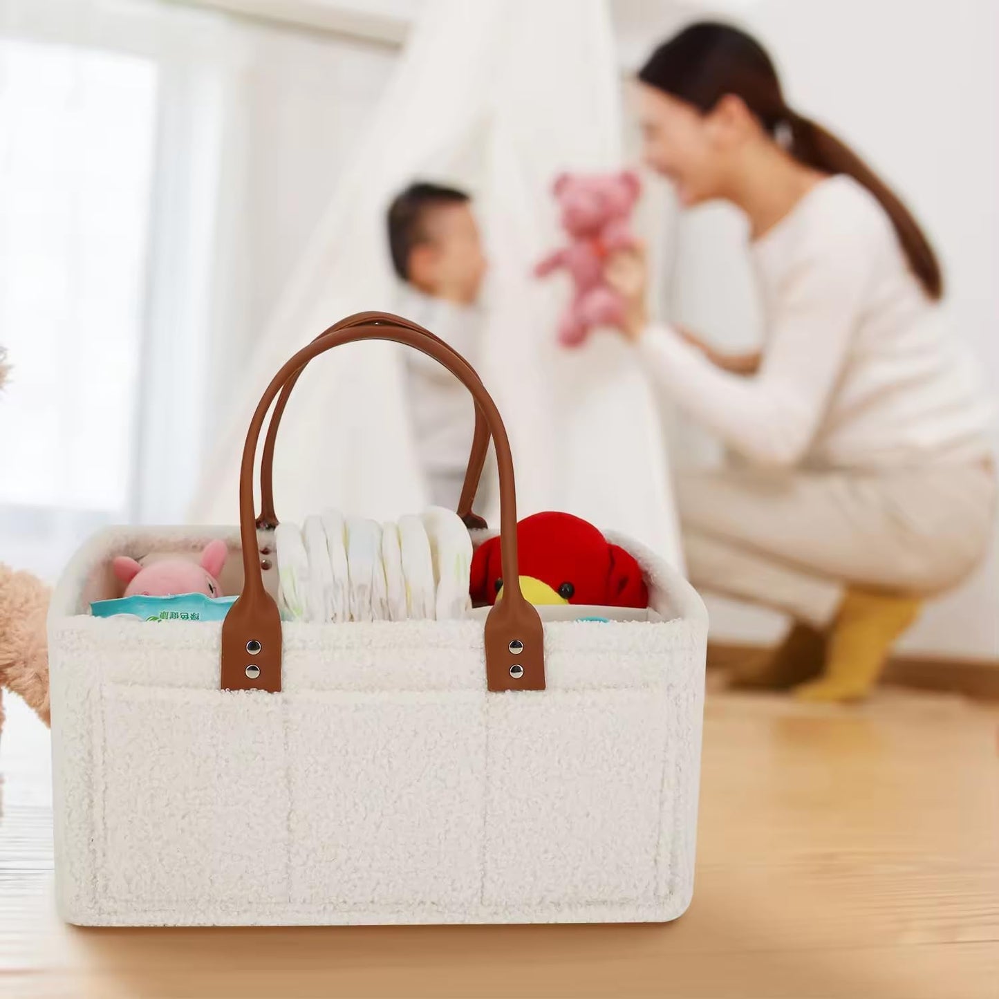 Skiennix Baby Diaper Caddy - Stylish Car Organizer & Nursery Storage Bin | Essential Baby Shower Gift