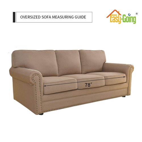 Easy-Going Reversible Oversized Couch Cover for 3 Cushion Couch Sofa Cover for Dogs Water Resistant Furniture Protector Cover with Foam Sticks for Pet (Oversized Sofa, Brown/Beige)