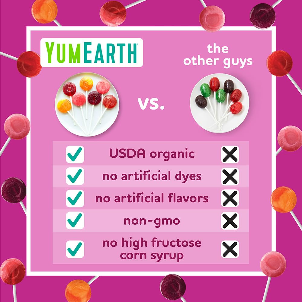 YumEarth Organic Vitamin C Pops - 40 Fruit Flavored Lollipops | Allergy Friendly, Gluten Free, Vegan