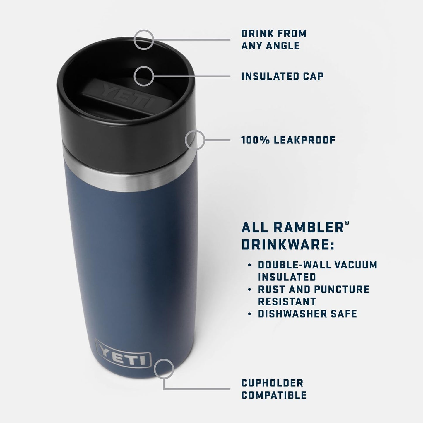 YETI Rambler 16 oz Travel Bottle - Stainless Steel, Vacuum Insulated, Leakproof Commuter Cap | Moon Dust