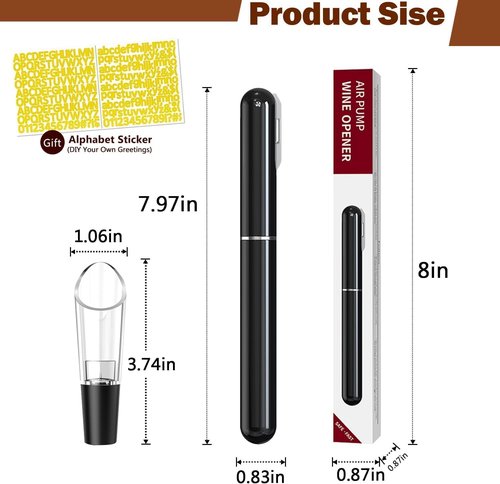 Air Pressure Wine Bottle Opener and Wine Pourer - NUCOKRS Special Pen Shape Design Corkscrew with Foil Cutter 3-7 Times to Open