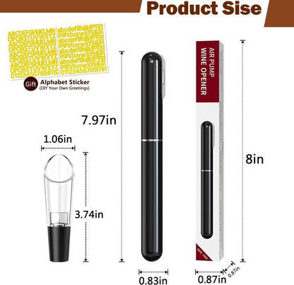 Air Pressure Wine Bottle Opener and Wine Pourer - NUCOKRS Special Pen Shape Design Corkscrew with Foil Cutter 3-7 Times to Open