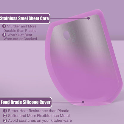 Sapid Silicone Bowl Scraper - Flexible Curved Edge for Baking | Food Grade Dough Scraper (5.98"×4.3", Purple)