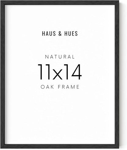 HAUS AND HUES Black Oak Wood Picture Frame - Modern 11x14 Art Display | Lightweight & Ready-to-Hang