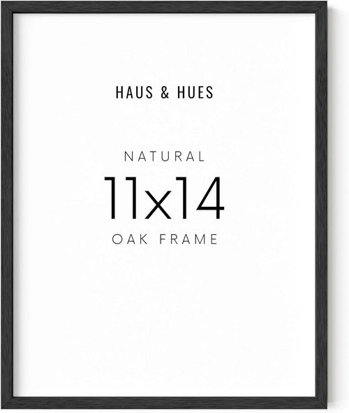 HAUS AND HUES Black Oak Wood Picture Frame - Modern 11x14 Art Display | Lightweight & Ready-to-Hang