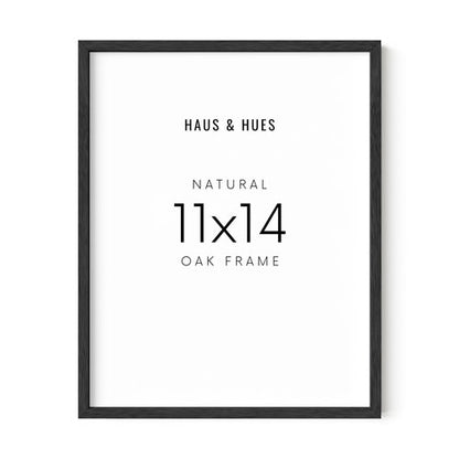 HAUS AND HUES Black Oak Wood 11x14 Picture Frame - Modern Wood Wall Art Display - Minimalist, Lightweight 11x14 Black Frame for Art Prints, Photos, Posters - Ready-to-Hang Vertically & Horizontally