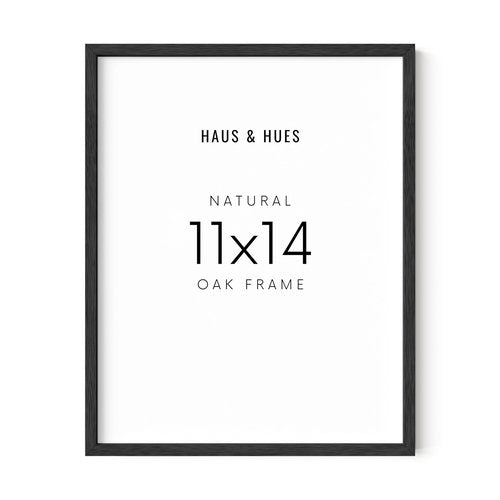 HAUS AND HUES Black Oak Wood 11x14 Picture Frame - Modern Wood Wall Art Display - Minimalist, Lightweight 11x14 Black Frame for Art Prints, Photos, Posters - Ready-to-Hang Vertically & Horizontally