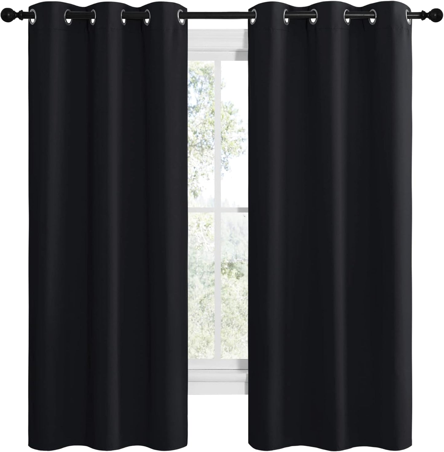 NICETOWN Blackout Thermal Curtains - Insulated Grommet Drapery Panels for Windows | 42" x 68" Black (2 Panels)