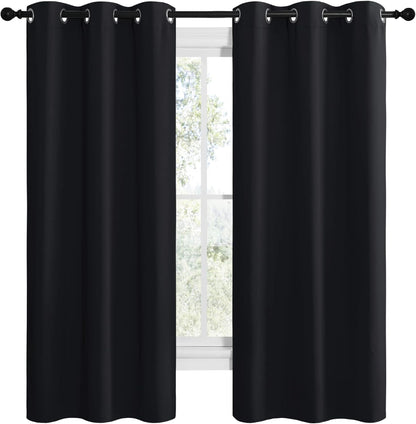 NICETOWN Blackout Thermal Curtains - Insulated Grommet Drapery Panels for Windows | 42" x 68" Black (2 Panels)
