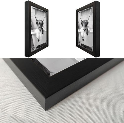 Highland Cow Bathroom Decor - Funny Farmhouse Canvas Print of Cow in Bathtub | Black & White Wall Art