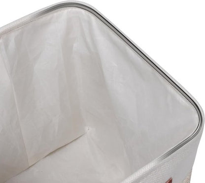 Kntiwiwo Fabric Storage Cubes - Foldable 10.5”x10.5”x11” Closet Organizers | 6 Pack, Beige with PU Leather Handles