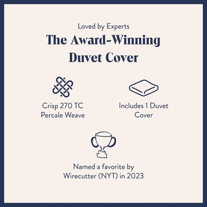 Brooklinen Luxury Percale Duvet Cover – 100% Cotton, Cool, Crisp, Extra-Long Corner Ties, Button Closure, Soft & Breathable – Machine Washable, Duvet Cover Full/Queen Bed Sizes (White)