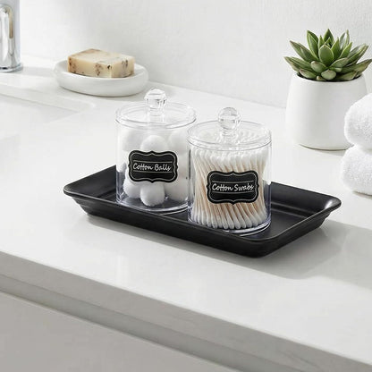 SheeChung Clear Acrylic Qtip Holder - Shatterproof Bathroom Organizer Canister for Cotton Swabs & Balls