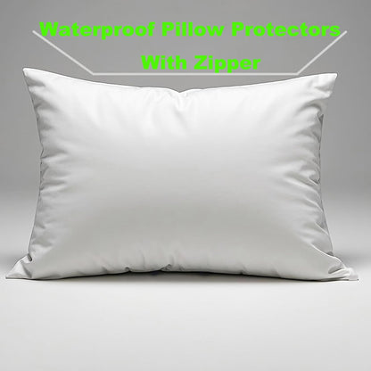 Skiennix Waterproof Pillow Protectors - Queen Size 20x28 Inches | 4 Pack, Soft & Cozy, Dust & Moisture Proof