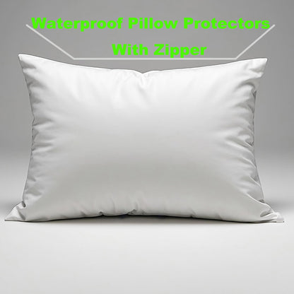 MOONVAN Waterproof Pillow Protectors Queen 20x28 Inches 4 Pack with Zipper Dust Proof Moisture Proof Sweat Proof Pillow Case Cover Protector Soft Cozy White