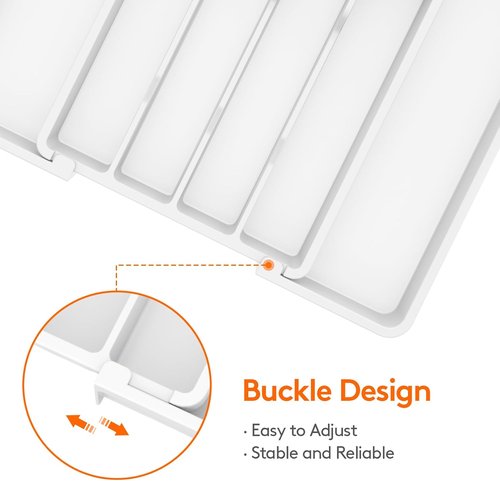 Lifewit Expandable Silverware Drawer Organizer - BPA-Free Utensil Tray for Kitchen | Adjustable 8.5-14 x 12" - White