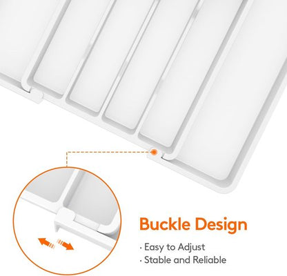 Lifewit Expandable Silverware Drawer Organizer - BPA-Free Utensil Tray for Kitchen | Adjustable 8.5-14 x 12" - White