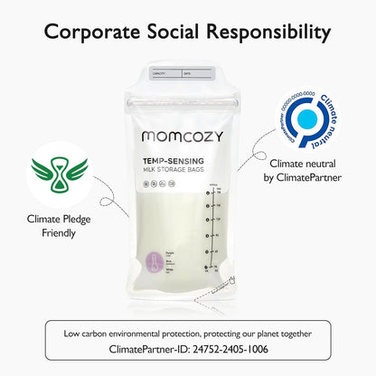 Momcozy Breastmilk Storage Bags - Temp-Sensing, No-Leak Design | 6 Ounce, 120 Count Pouches
