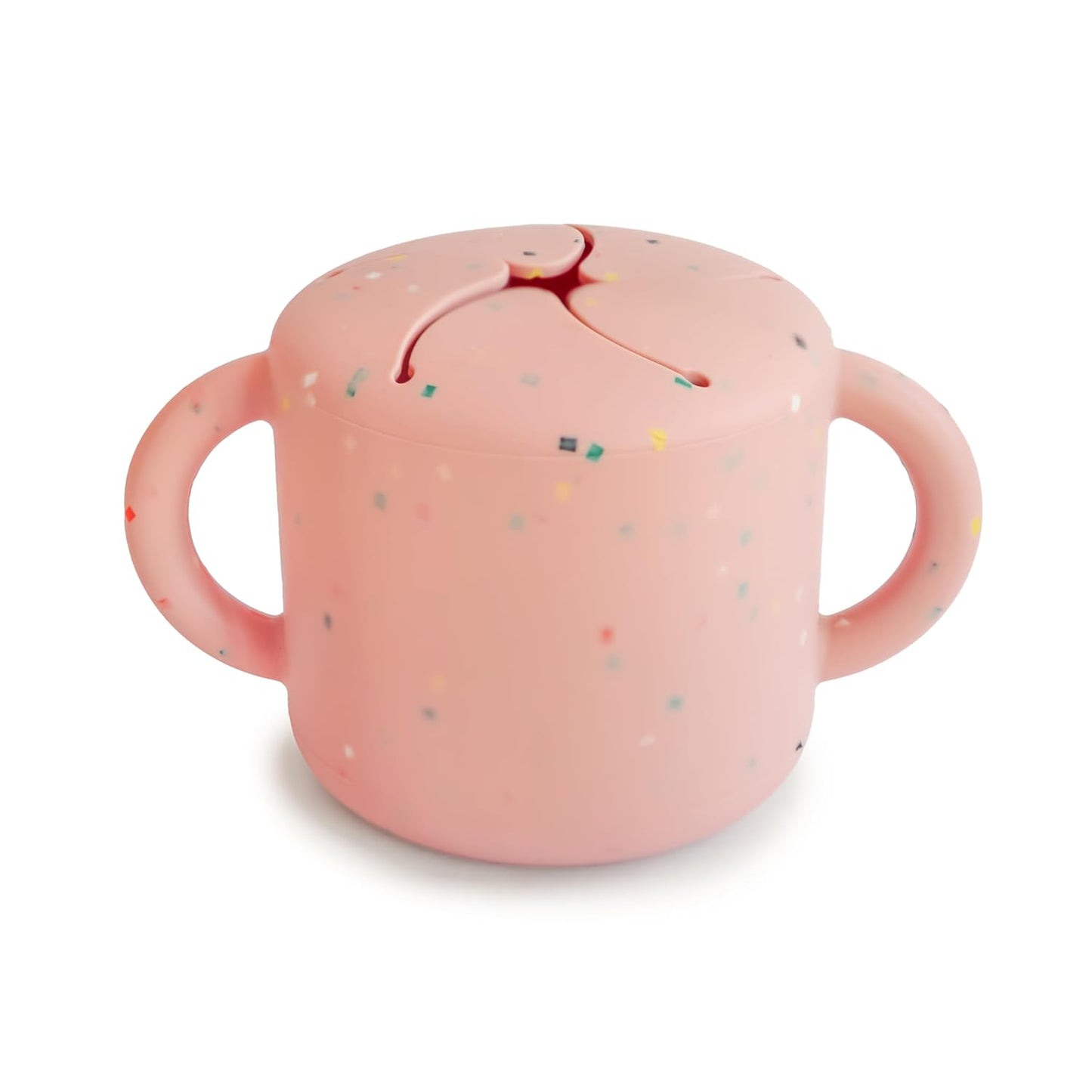 Mushie Silicone Snack Cup - Spill Proof Food Container for Toddlers & Babies | Powder Pink Confetti