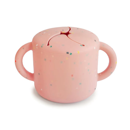 Mushie Silicone Snack Cup - Spill Proof Food Container for Toddlers & Babies | Powder Pink Confetti