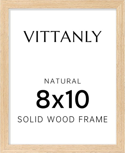 Vittanly 8x10 Picture Frame - Solid Wood with Plexiglass & 5x7 Mat | Versatile Wall Hanging or Tabletop Decor
