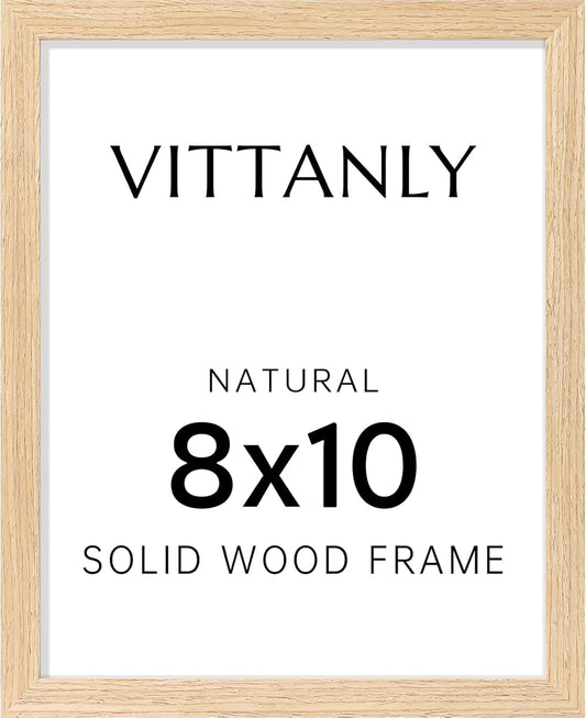 Vittanly 8x10 Picture Frame - Solid Wood with Plexiglass & 5x7 Mat | Versatile Wall Hanging or Tabletop Decor