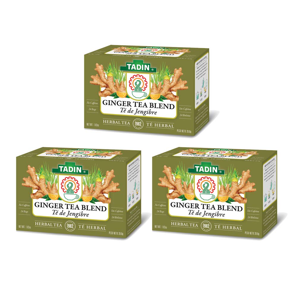 Tadin Ginger Herbal Tea Blend. Caffeine Free. 24 Tea Bags. 1.02 oz. Pack of 3