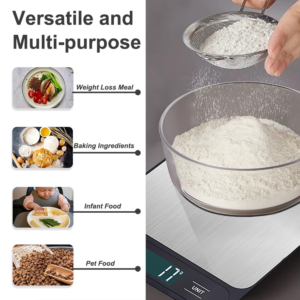 Skiennix Digital Kitchen Scale - Accurate Weight Measurement in Grams & Ounces | 11lb Capacity, LCD Display