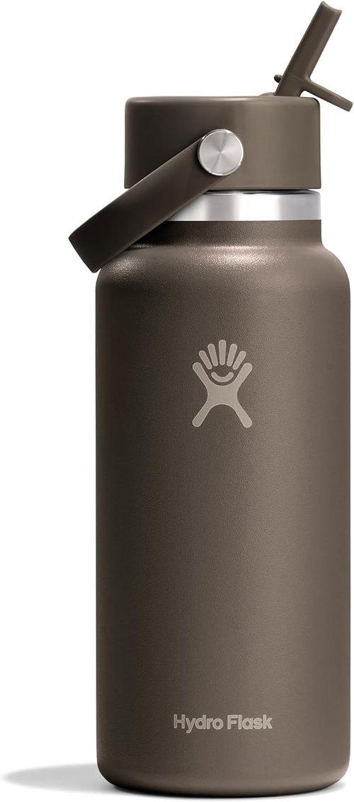 Hydro Flask Water Bottle - Insulated Stainless Steel with Wide Mouth Flex Straw Lid | 32 Oz Sandpiper, Leakproof & Refillable