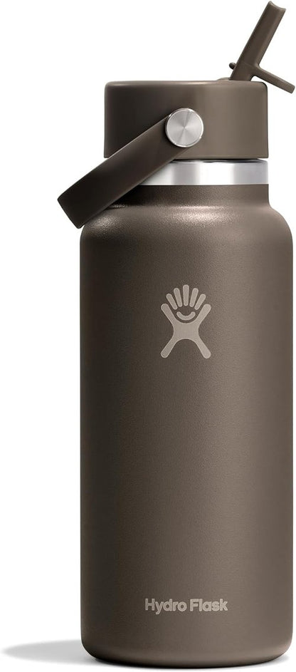 Hydro Flask Water Bottle - Insulated Stainless Steel with Wide Mouth Flex Straw Lid | 32 Oz Sandpiper, Leakproof & Refillable