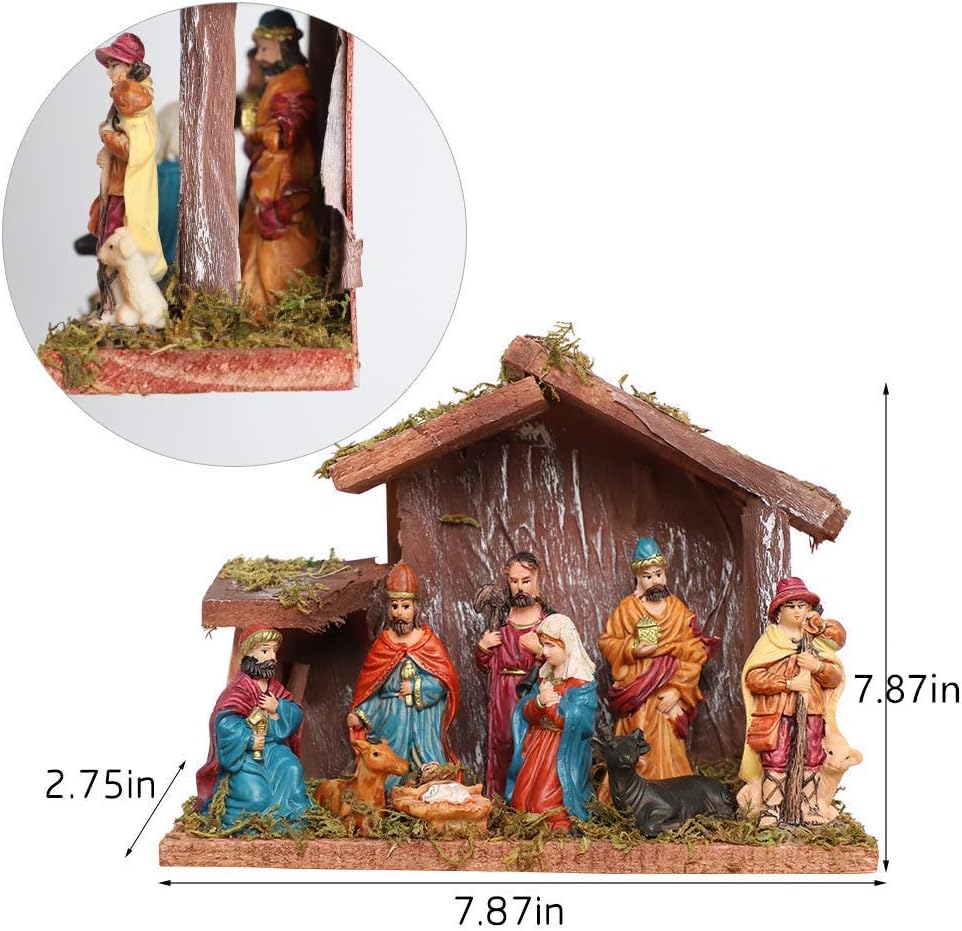 Regine Switzerland Christmas Nativity Figurine - Beautiful Nativity Scene Statue with Wooden Stable