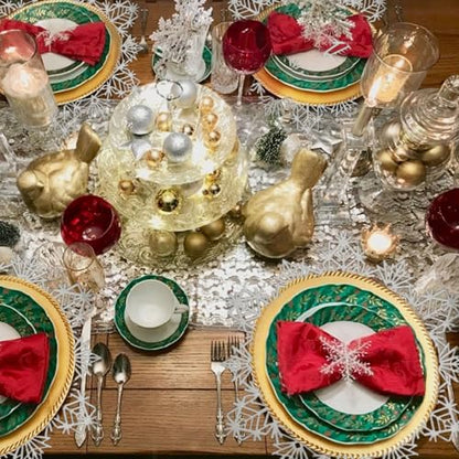 Christmas Snowflake Placemat Set of 4 - Round Vinyl Holiday Table Mats