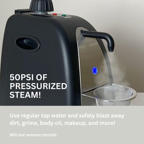 GemOro Jewelry Steam Cleaner - Professional Spa Machine for Rings, Watches & Earrings | Matte Black Finish