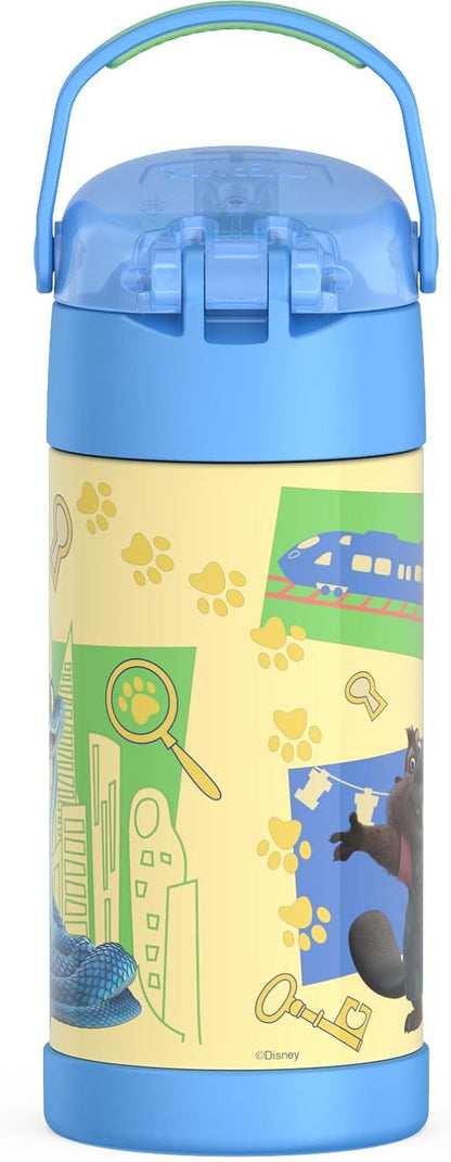 THERMOS FUNTAINER Water Bottle - 12 Ounce Stainless Steel Vacuum Insulated Kids Bottle | Zootopia Design