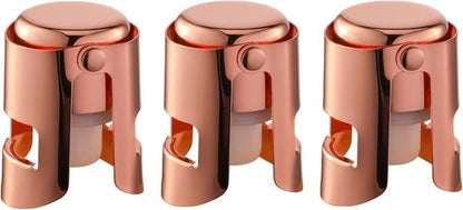 Champagne Stoppers with Stainless Steel Champagne Saver with Food Grade Silicone Leak proof Keep Fresh Suitable for Champagne, Cava, Prosecco and Sparkling (Rosegold, 3 Pack)