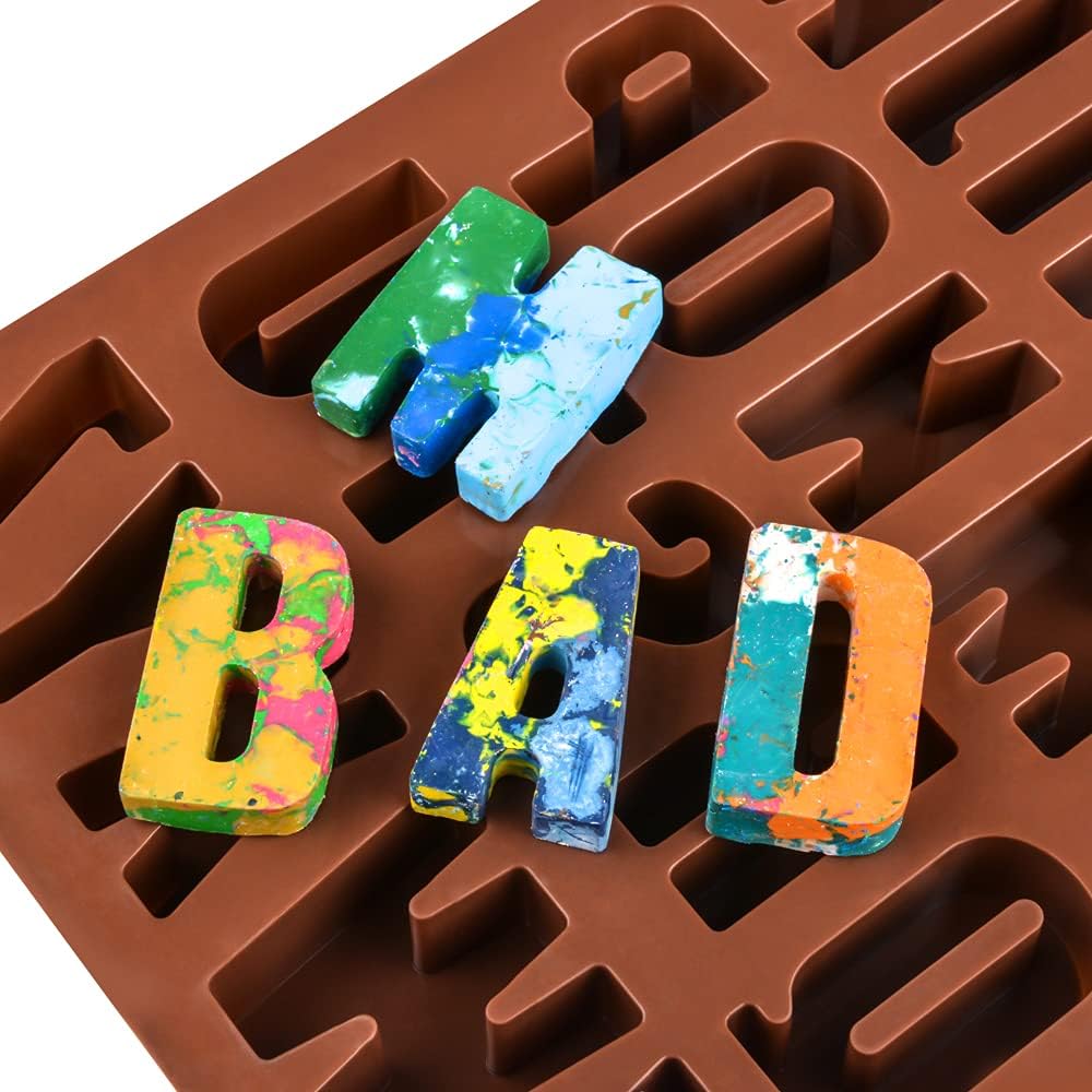 Skiennix Silicone Alphabet Mold - 26 Cavities for Crayon, Resin, Chocolate, Candy & Cake Baking