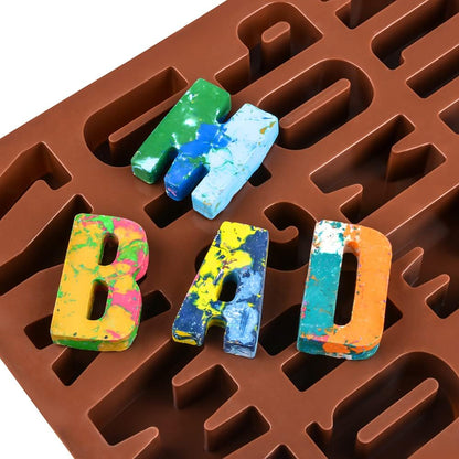Skiennix Silicone Alphabet Mold - 26 Cavities for Crayon, Resin, Chocolate, Candy & Cake Baking